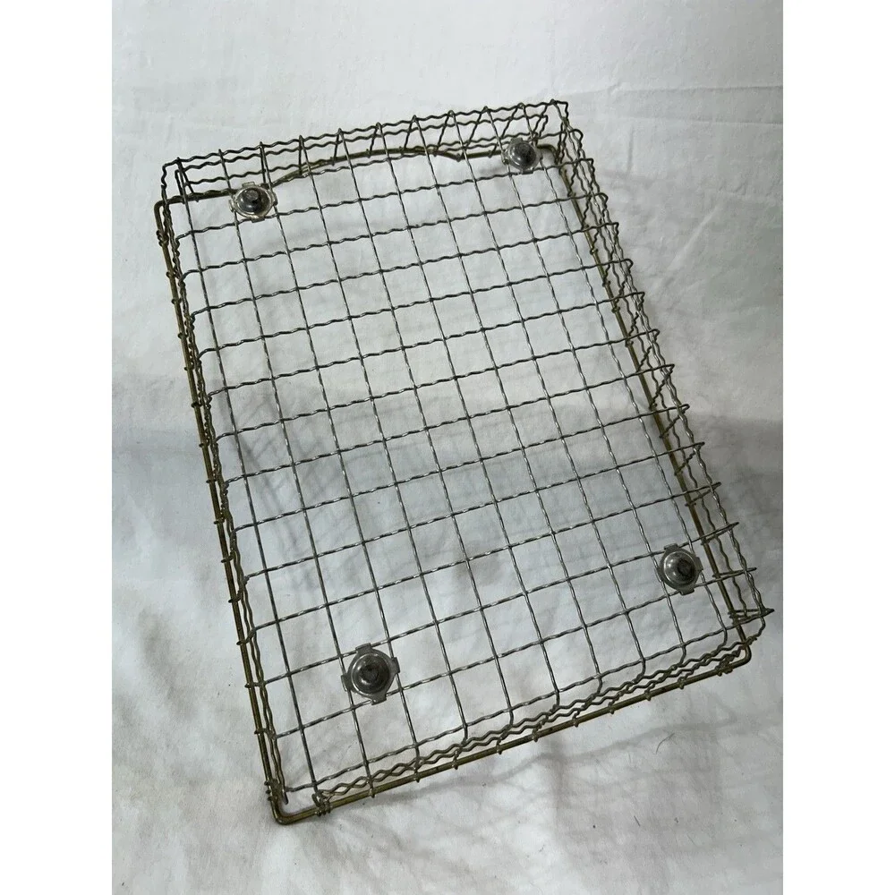 Vintage Wire Desktop File Basket Dark Gray Industrial Farmhouse Office Organizer